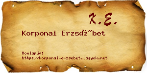 Korponai Erzsébet névjegykártya